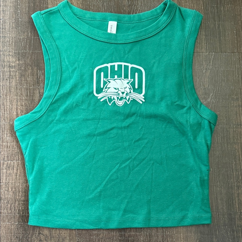 Ohio University Cropped Tank Top Green Size Medium